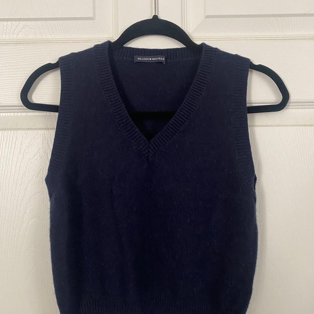 Brandy Melville Dark Navy V-Neck Sweater Vest